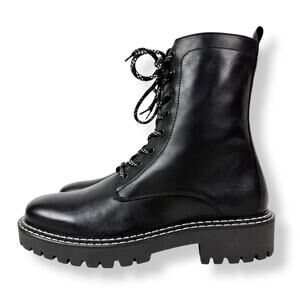Brand new AVELLINI Portugal genuine black leather platform combat boots size 10